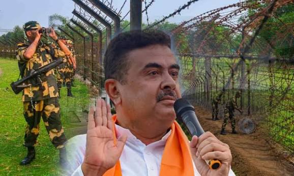 বাংলাদেশ সীমান্তে কাঁটাতারের বেড়া নির্মাণে বিএসএফকে জমি দিলেন শুভেন্দু